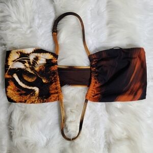 Cavalli x Skims Tiger Face Print Halter Bikini Top Small Women. NWT.